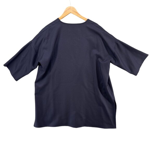 Chic Navy Women's wool open front jacket - Picture 5 of 12